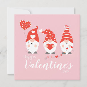 Happy Valentines Day Gnomes Red Pink