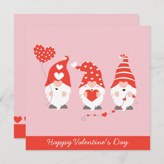 Happy Valentines Day Gnomes Red Pink (Voorkant / Achterkant)