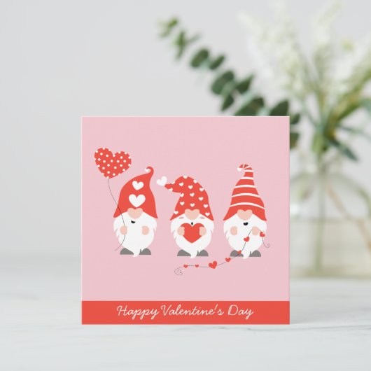 Happy Valentines Day Gnomes Red Pink (Staand voorkant)