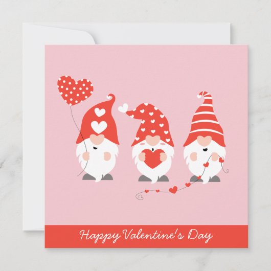 Happy Valentines Day Gnomes Red Pink (Voorkant)