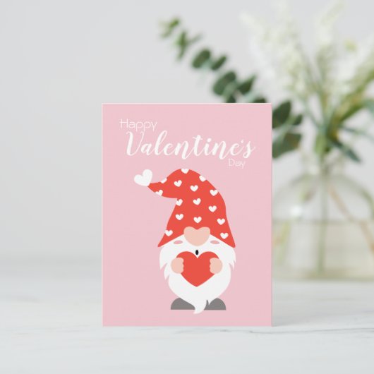 Happy Valentines Day Gnomes Red Pink Briefkaart (Staand voorkant)