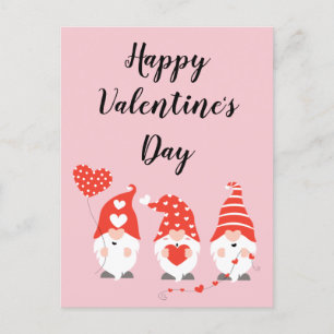 Happy Valentines Day Gnomes Red Pink Briefkaart