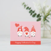 Happy Valentines Day Gnomes Red Pink Briefkaart (Staand voorkant)