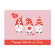 Happy Valentines Day Gnomes Red Pink
