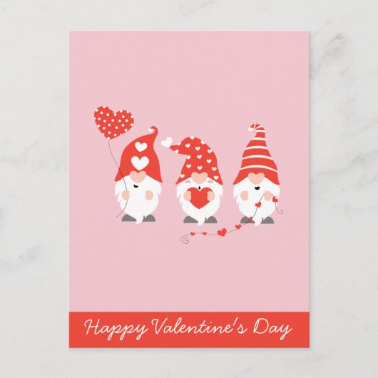 Happy Valentines Day Gnomes Red Pink Briefkaart (Voorkant)