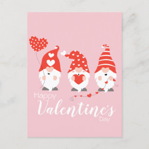 Happy Valentines Day Gnomes Red Pink Briefkaart
