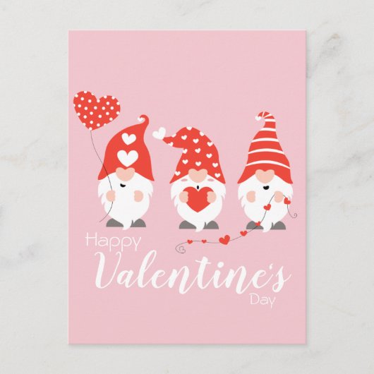 Happy Valentines Day Gnomes Red Pink Briefkaart (Voorkant)