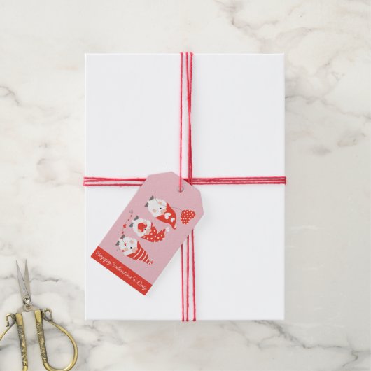 Happy Valentines Day Gnomes Red Pink Cadeaulabel (Met Touw)