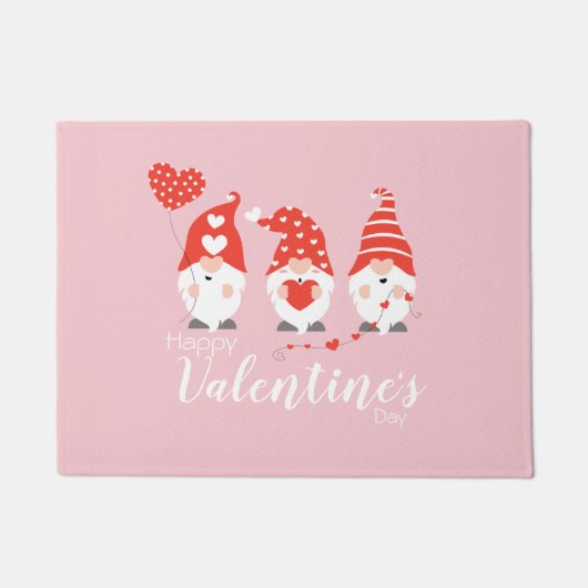 Happy Valentines Day Gnomes Red Pink Deurmat (Voorkant)