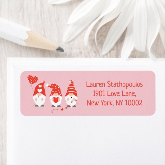 Happy Valentines Day Gnomes Red Pink Etiket (Insitu)