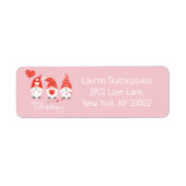Happy Valentines Day Gnomes Red Pink Etiket (Voorkant)