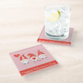 Happy Valentines Day Gnomes Red Pink Glazen Onderzetter (Schuin)