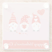 Happy Valentines Day Gnomes Red Pink Glazen Onderzetter (Achterkant)