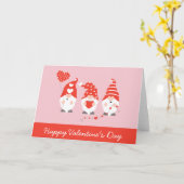 Happy Valentines Day Gnomes Red Pink Kaart (Gele Bloem)