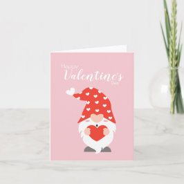 Happy Valentines Day Gnomes Red Pink Kaart
