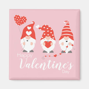 Happy Valentines Day Gnomes Red Pink Magneet
