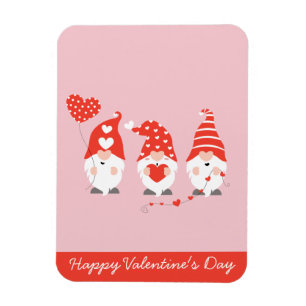 Happy Valentines Day Gnomes Red Pink Magneet