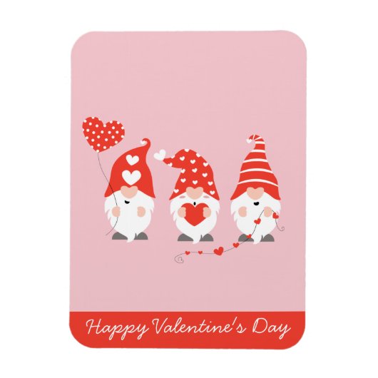 Happy Valentines Day Gnomes Red Pink Magneet (Verticaal)