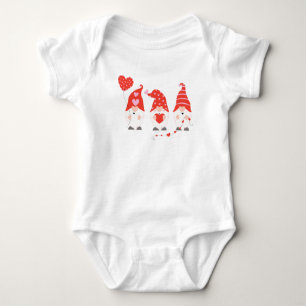 Happy Valentines Day Gnomes Red Pink Romper