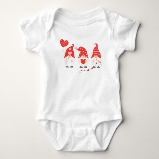 Happy Valentines Day Gnomes Red Pink Romper (Voorkant)