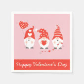 Happy Valentines Day Gnomes Red Pink Servet (Voorkant)