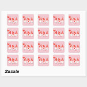 Happy Valentines Day Gnomes Red Pink Vierkante Sticker (Vel)