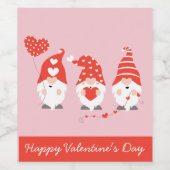 Happy Valentines Day Gnomes Red Pink Wijn Etiket (Enkel label)