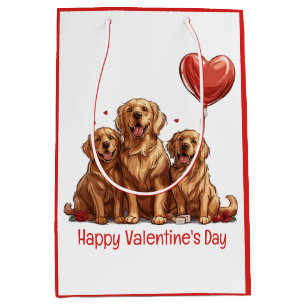 Happy Valentines Day Golden Retriever Dog Medium Cadeauzakje