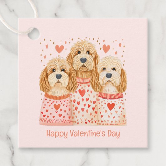 Happy Valentines Day Goldendoodle Dogs Bedankjes Labels (Voorkant)