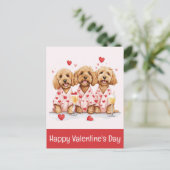 Happy Valentines Day Goldendoodle Dogs Briefkaart (Staand voorkant)