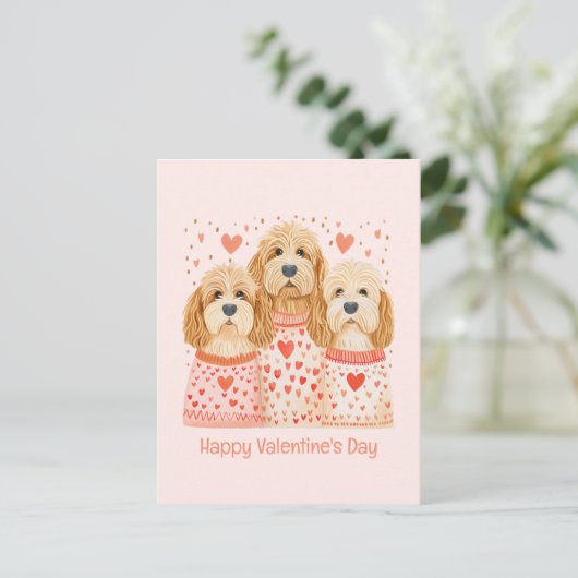 Happy Valentines Day Goldendoodle Dogs Briefkaart (Staand voorkant)