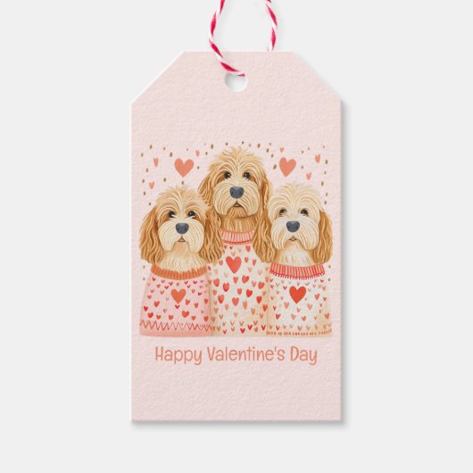 Happy Valentines Day Goldendoodle Dogs Cadeaulabel (Voorkant)