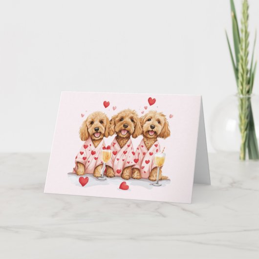 Happy Valentines Day Goldendoodle Dogs Feestdagen Kaart (Voorkant)