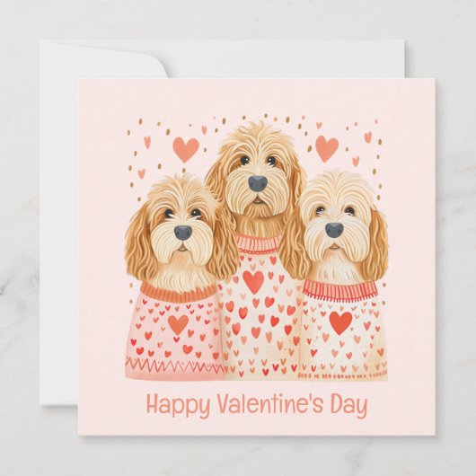 Happy Valentines Day Goldendoodle Dogs Feestdagenkaart (Voorkant)