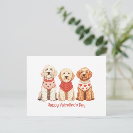 Happy Valentines Day Goldendoodle Dogs Feestdagenkaart (Staand voorkant)