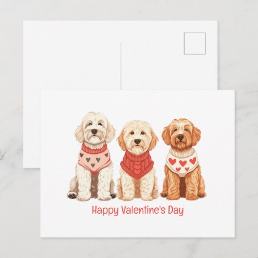Happy Valentines Day Goldendoodle Dogs Feestdagenkaart (Voorkant / Achterkant)