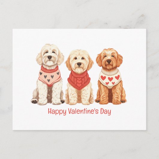 Happy Valentines Day Goldendoodle Dogs Feestdagenkaart (Voorkant)