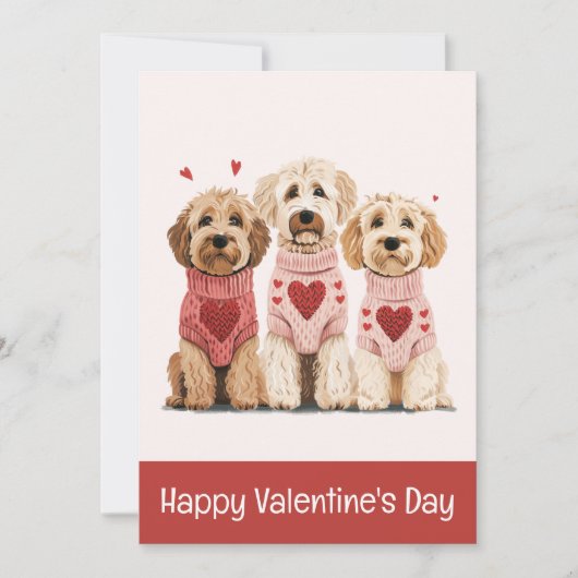 Happy Valentines Day Goldendoodle Dogs Feestdagenkaart (Voorkant)
