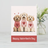 Happy Valentines Day Goldendoodle Dogs Feestdagenkaart (Staand voorkant)