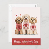 Happy Valentines Day Goldendoodle Dogs Feestdagenkaart (Voorkant / Achterkant)
