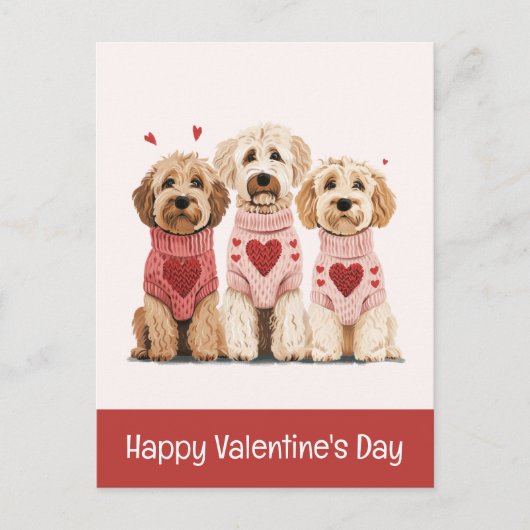 Happy Valentines Day Goldendoodle Dogs Feestdagenkaart (Voorkant)