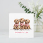 Happy Valentines Day Goldendoodle Dogs Feestdagenkaart (Staand voorkant)