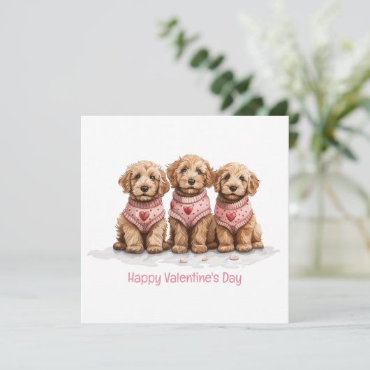 Happy Valentines Day Goldendoodle Dogs Feestdagenkaart (Staand voorkant)