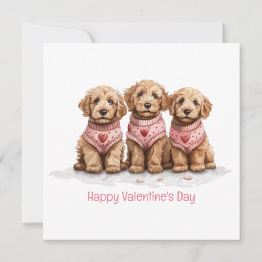 Happy Valentines Day Goldendoodle Dogs Feestdagenkaart (Voorkant)