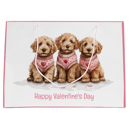 Happy Valentines Day Goldendoodle Dogs Groot Cadeauzakje (Voorkant)