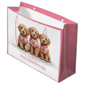 Happy Valentines Day Goldendoodle Dogs Groot Cadeauzakje (Voorkant Gekanteld)