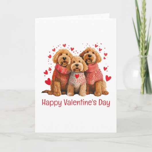 Happy Valentines Day Goldendoodle Dogs Kaart (Voorkant)
