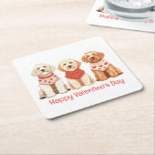 Happy Valentines Day Goldendoodle Dogs Kartonnen Onderzetters (Schuin)