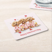 Happy Valentines Day Goldendoodle Dogs Kartonnen Onderzetters (Schuin)