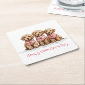 Happy Valentines Day Goldendoodle Dogs Kartonnen Onderzetters (Schuin)